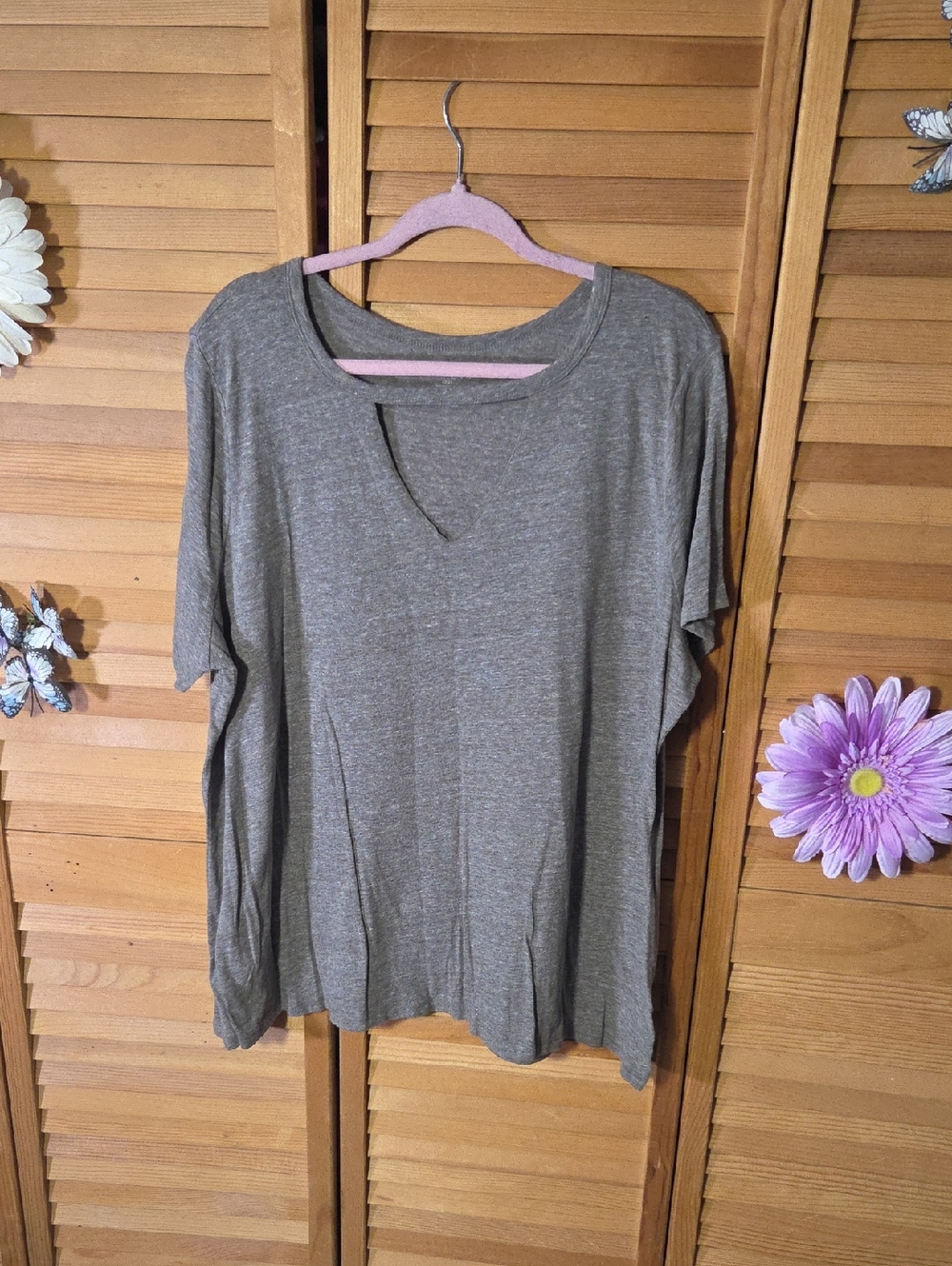 Lane Bryant Gray Short Sleeve Cutout Tee